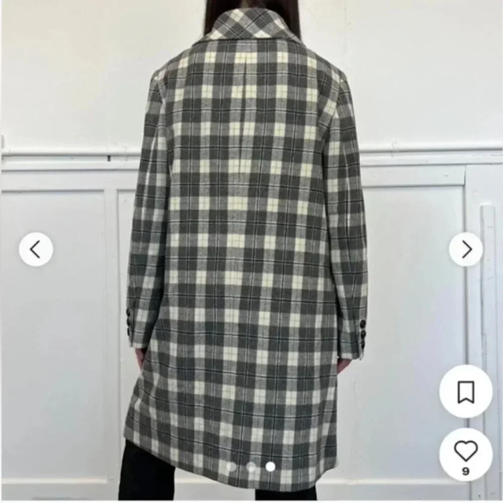 Dolce & Gabbana Vintage Wool Grey Check Plaid Belted Coat 8 - Picture 8 of 16